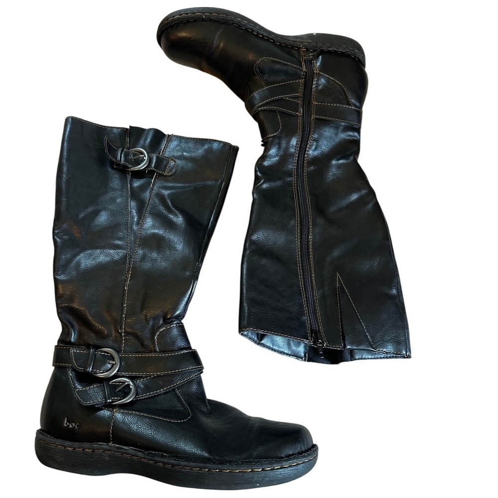 b.o.c. Born Concept Black Faux Leather Tall Riding Boots Women's 8M